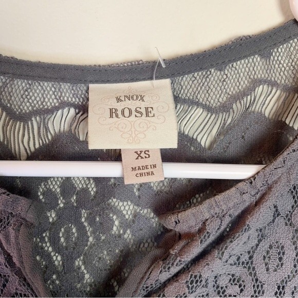 Knox Rose Gray Lace Sheer Long Sleeve Blouse Size XS Women - Picture 6 of 10